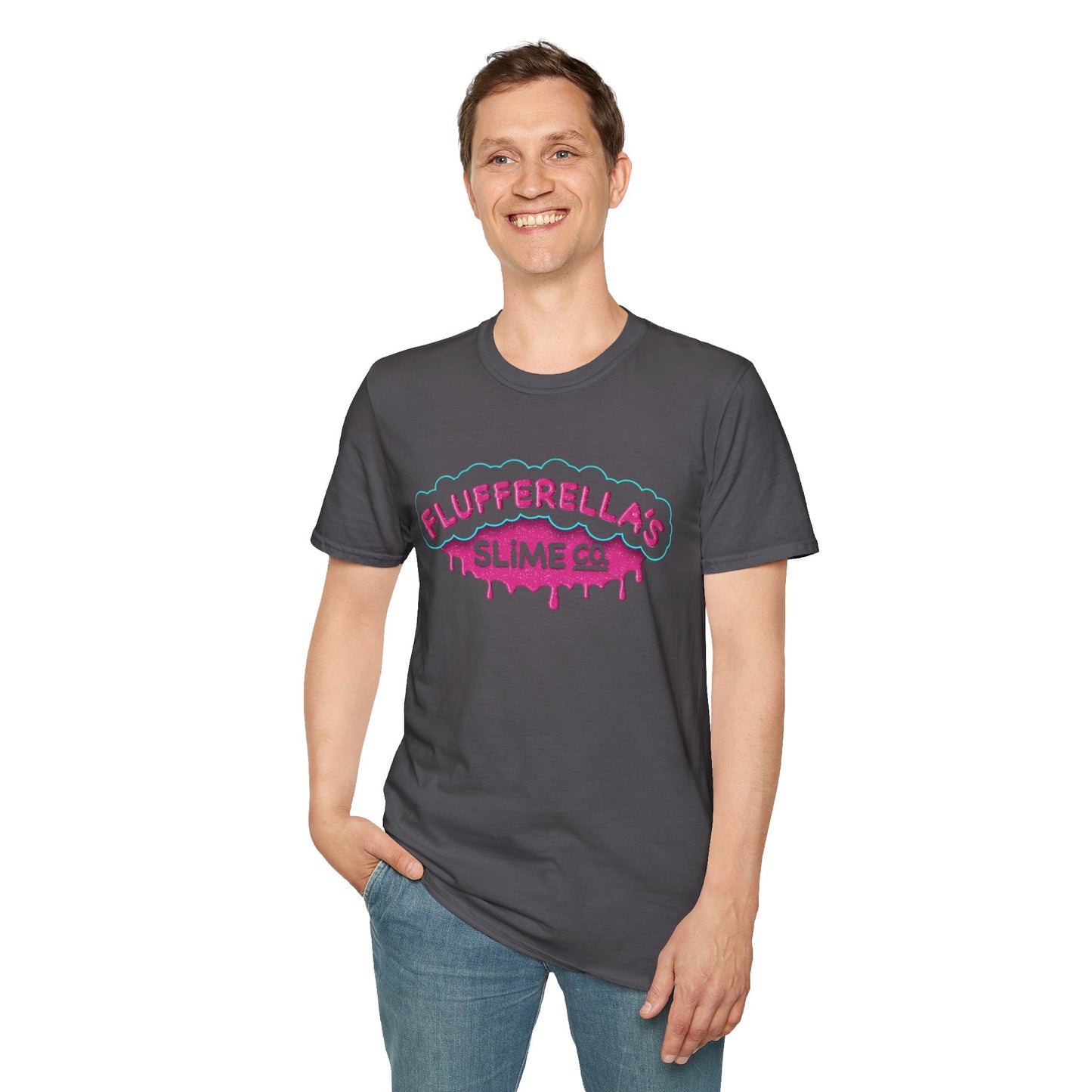 Flufferella's Slime Co Unisex Softstyle T-Shirt – Fun & Colorful Graphic Tee for Kids, Teens & Slime Lovers