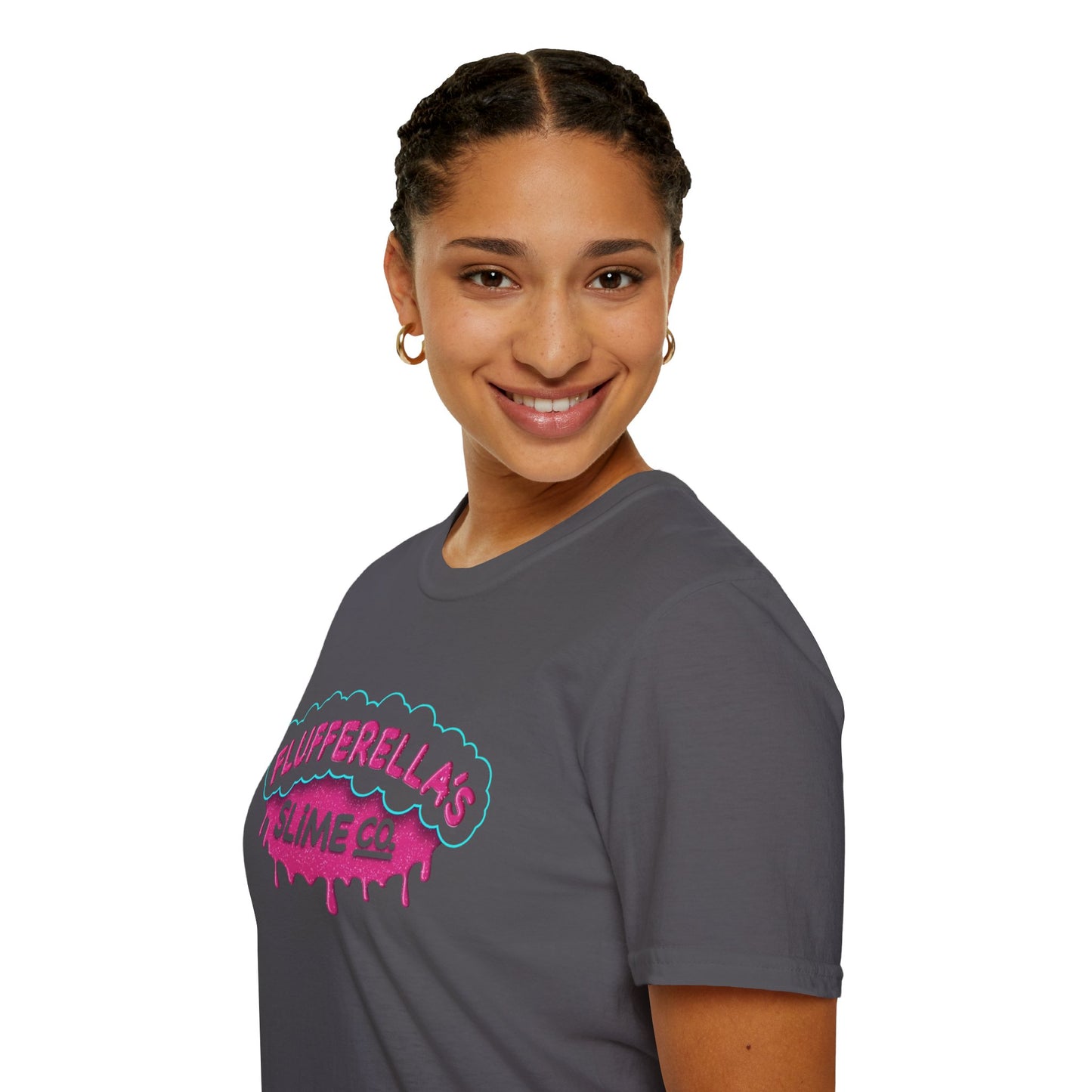 Flufferella's Slime Co Unisex Softstyle T-Shirt – Fun & Colorful Graphic Tee for Kids, Teens & Slime Lovers